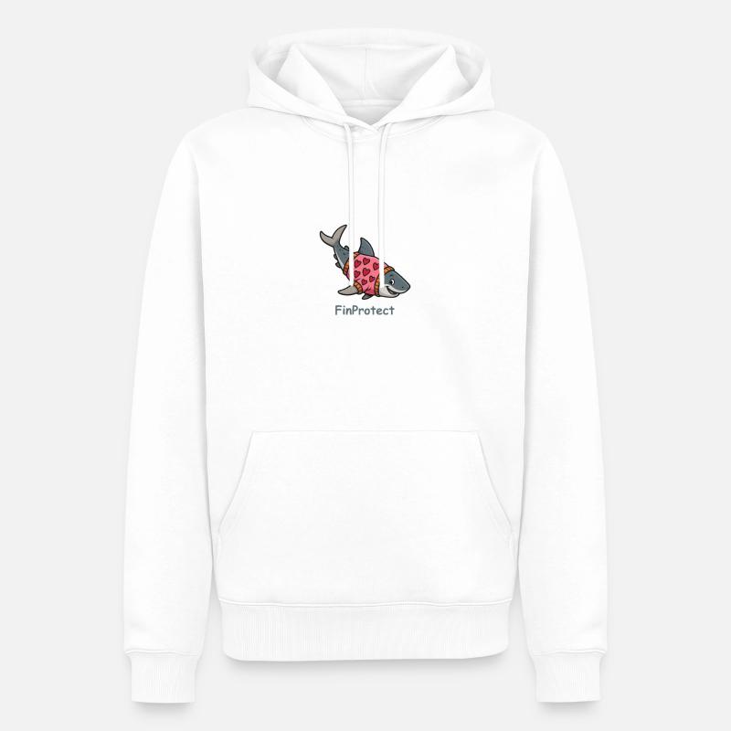 Comic Hai mit Herzpullover - Männer Premium Bio Hoodie - Weiß