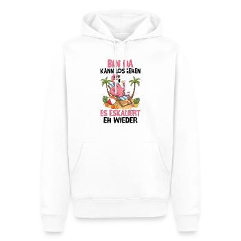 J’y suis, ça peut commencer, ça s’intensifie quand même - Sweat à capuche Premium bio Homme - blanc - Devant - Nico (187cm)