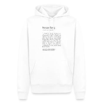 Carte Nouveau Départ – Des mots inspirants pour un nouveau départ - Sweat à capuche Premium bio Homme - blanc - Devant - Nico (187cm)