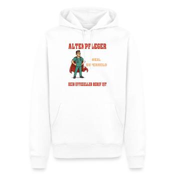 Altenpfleger weil Superheld kein offizieller Beruf - Männer Premium Bio Hoodie - Weiß - Vorne - Nico (187cm)