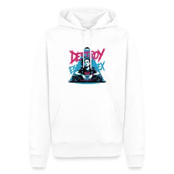 DÉTRUIRE LE SYSTÈME - Sweat à capuche Premium bio Homme - blanc - Devant - Nico (187cm)