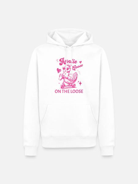 Tante Gans Auf Dem Losen Süße Bauernhoftier Grafik - Männer Premium Bio Hoodie - Weiß