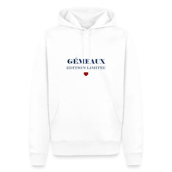 gémeaux - Sweat à capuche Premium bio Homme - blanc - Devant - Nico (187cm)