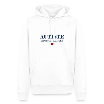 autiste - Sweat à capuche Premium bio Homme - blanc - Devant - Nico (187cm)