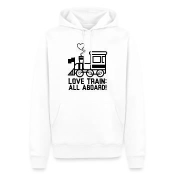 Love Train: All Aboard! - Men’s Premium Organic Hoodie - white - Front - Nico (187cm)