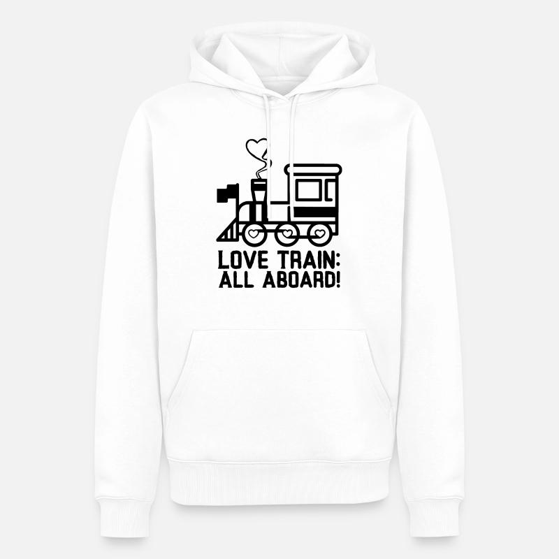 Love Train: Alle einsteigen! - Männer Premium Bio Hoodie - Weiß