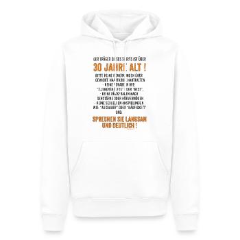 Träger dieses Shirts ist über 30 jahre alt - - Männer Premium Bio Hoodie - Weiß - Vorne - Nico (187cm)