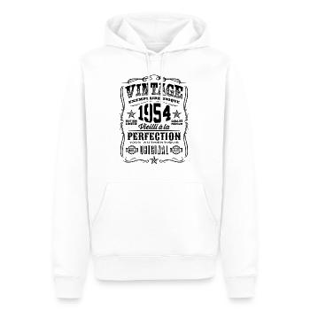 Vintage 1954 Cadeau Anniversaire 65 Ans - Sweat à capuche Premium bio Homme - blanc - Devant - Nico (187cm)