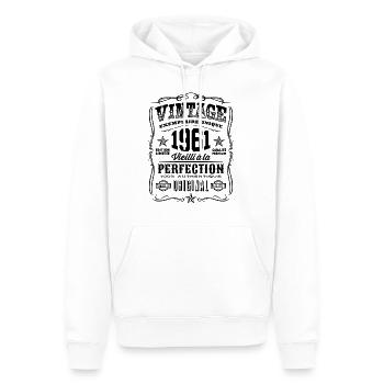 Vintage 1961 Cadeau Anniversaire 58 Ans - Sweat à capuche Premium bio Homme - blanc - Devant - Nico (187cm)