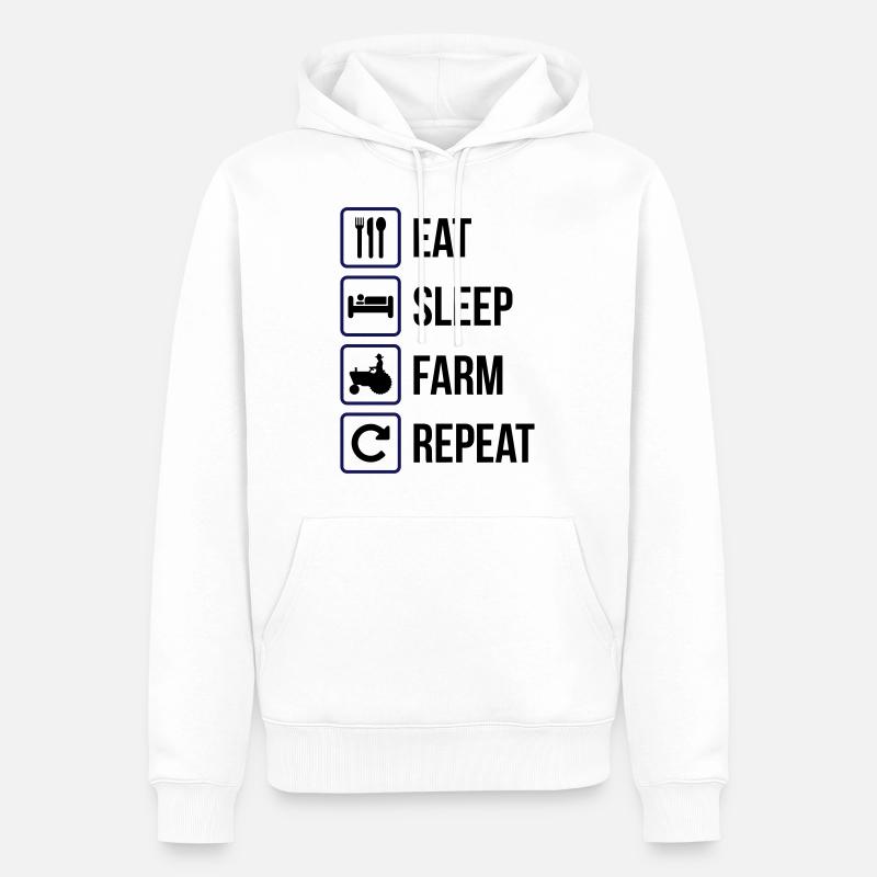 Mangez le sommeil Répéter Ferme - Sweat à capuche Premium bio Homme - blanc