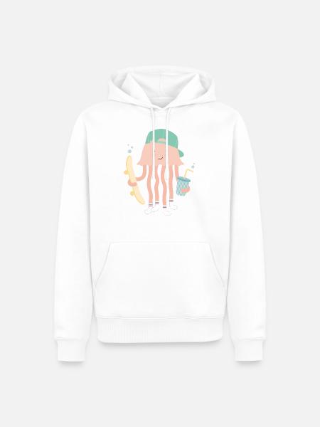 SKATER JELLYFISH - Männer Premium Bio Hoodie - Weiß