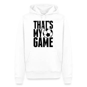 Thats my game soccer - Fußball - Fussball - Ball - Sweat à capuche Premium bio Homme - blanc - Devant - Nico (187cm)