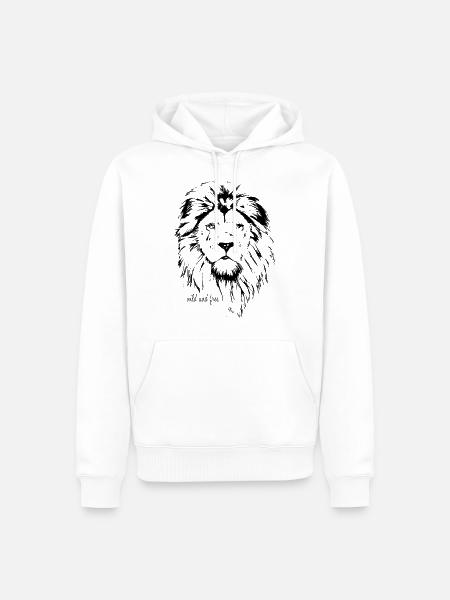 Löwe - Männer Premium Bio Hoodie - Weiß