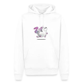 Unicorn / Unicorn - fat and happy - Men’s Premium Organic Hoodie - white - Front - Nico (187cm)