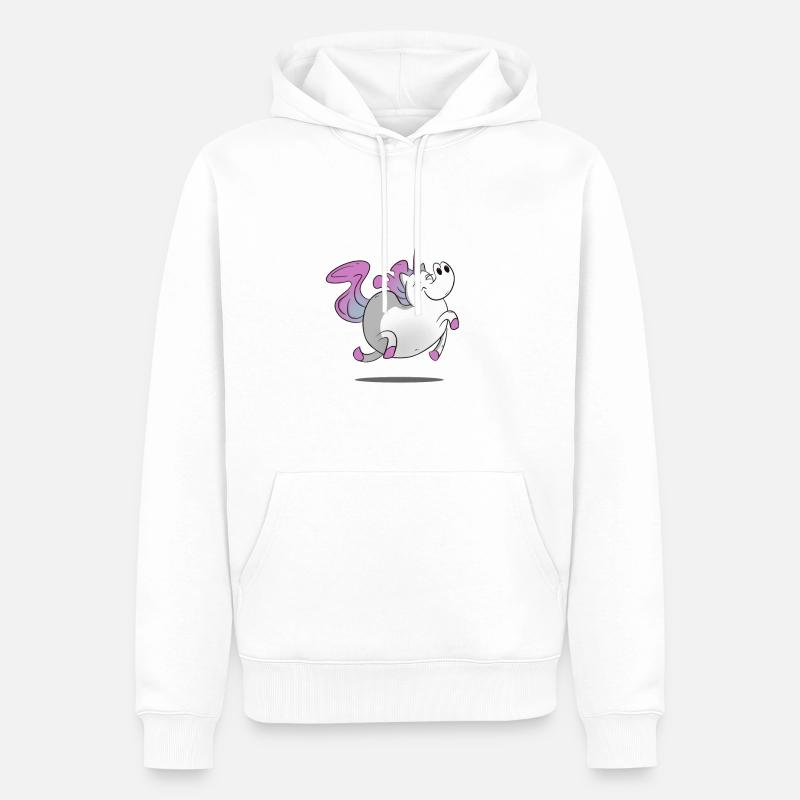 Licorne / Licorne - grasse et heureuse - Sweat à capuche Premium bio Homme - blanc