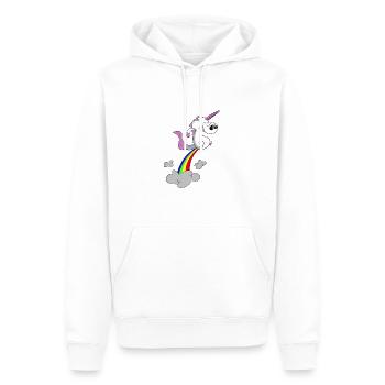 Unicorn / unicorn - farting rainbow - Men’s Premium Organic Hoodie - white - Front - Nico (187cm)