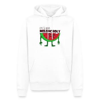 Melon mélancolique jeu de mots cadeau fruité - Sweat à capuche Premium bio Homme - blanc - Devant - Nico (187cm)