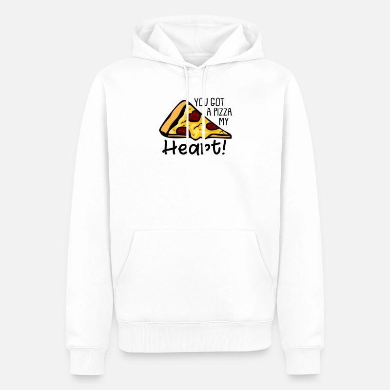 Jeu de mots Pizza - Sweat à capuche Premium bio Homme - blanc