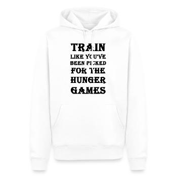 Train like you've been picked for the hunger games - Männer Premium Bio Hoodie - Weiß - Vorne - Nico (187cm)