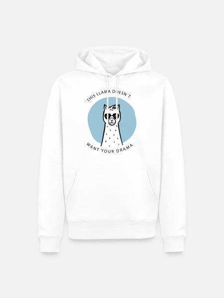 This Llama doesn't want your drama - Männer Premium Bio Hoodie - Weiß