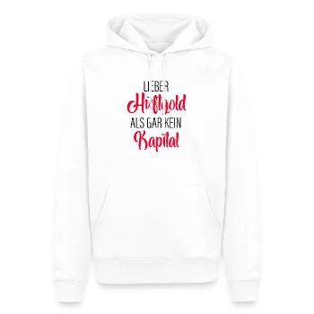 Lieber Hüftgold Als Gar Kein Kapital - Männer Premium Bio Hoodie - Weiß - Vorne - Nico (187cm)