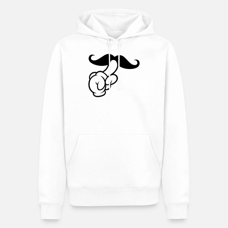 Comic Hand Moustache - Männer Premium Bio Hoodie - Weiß