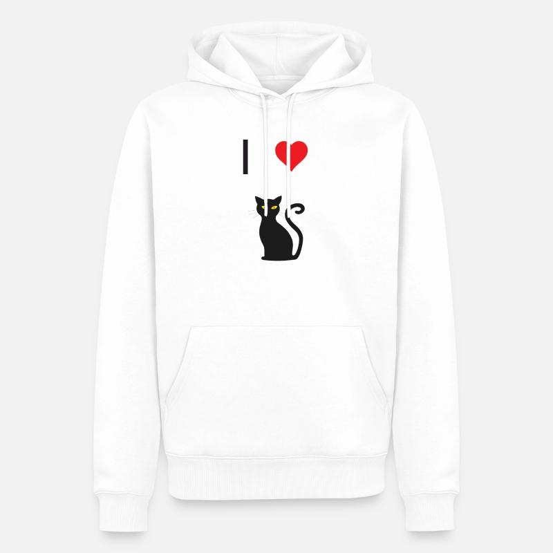 J'aime le chat - Sweat à capuche Premium bio Homme - blanc