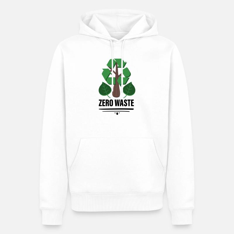 Zero Waste - Sweat à capuche Premium bio Homme - blanc
