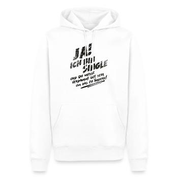 Ja ich bin Single Shirt schwarz - Männer Premium Bio Hoodie - Weiß - Vorne - Nico (187cm)
