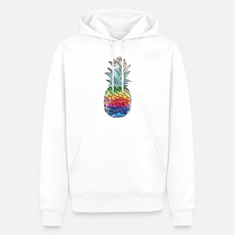 Chemise ananas arc-en-ciel - Sweat à capuche Premium bio Homme - blanc