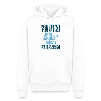 Moin means damn not tomorrow - Men’s Premium Organic Hoodie - white - Front - Nico (187cm)