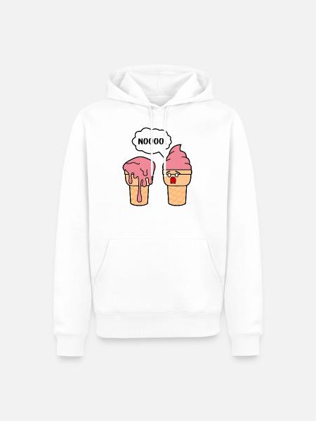 FUNNY ICE CREAM - Männer Premium Bio Hoodie - Weiß