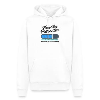 prochaine connerie en cours de chargement - Sweat à capuche Premium bio Homme - blanc - Devant - Nico (187cm)