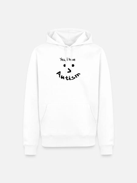 Autist und stolz! Lustig Fröhlich Autismus Smile - Herre Premium økologisk hoodie - hvid