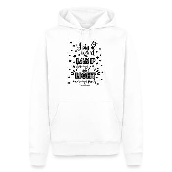 Vêtements chrétiens bible verset bible inspiration - Sweat à capuche Premium bio Homme - blanc - Devant - Nico (187cm)