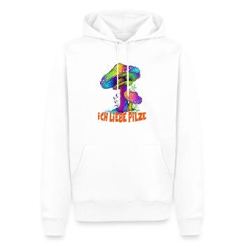 Ich liebe Pilze, bunte Pilze, Pilz, Geschenkidee - Männer Premium Bio Hoodie - Weiß - Vorne - Nico (187cm)