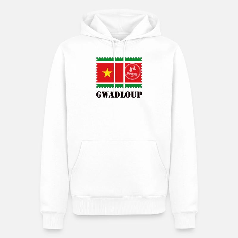 Guadeloupe style timbre - Sweat à capuche Premium bio Homme - blanc