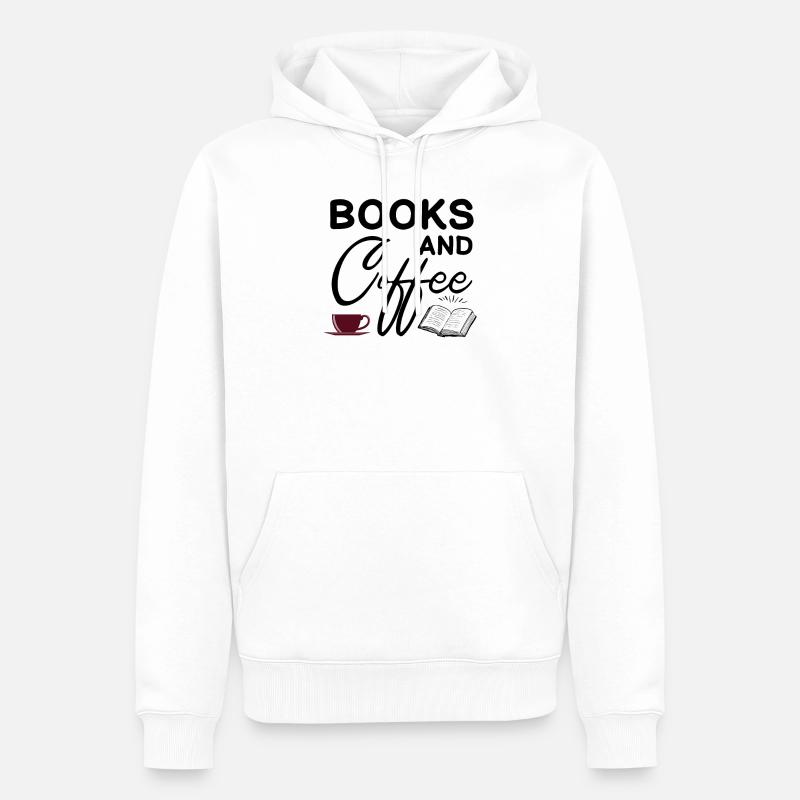 Kaffee und Bücher - Männer Premium Bio Hoodie - Weiß