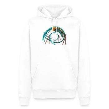 Kumba B & M Untersetzer - Busch Gardens Design - Männer Premium Bio Hoodie - Weiß - Vorne - Nico (187cm)