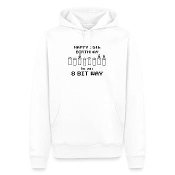 binaire joyeux anniversaire 8bit 35 anniversaire nerd gamer - Sweat à capuche Premium bio Homme - blanc - Devant - Nico (187cm)