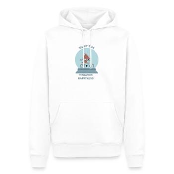 GLÜCKLICHE FAHRT ZUM GLÜCK - DER WEG ZUM GLÜCK - Männer Premium Bio Hoodie - Weiß - Vorne - Nico (187cm)