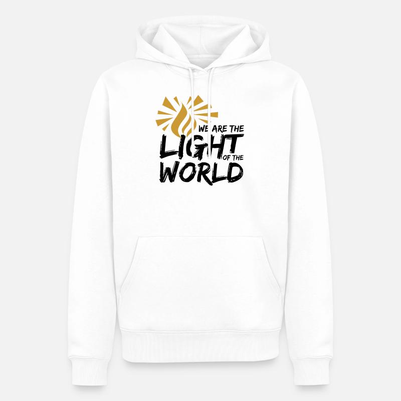 Lumière du monde N - Sweat à capuche Premium bio Homme - blanc