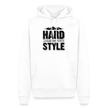 Hard Style Musik spruch - Männer Premium Bio Hoodie - Weiß - Vorne - Nico (187cm)