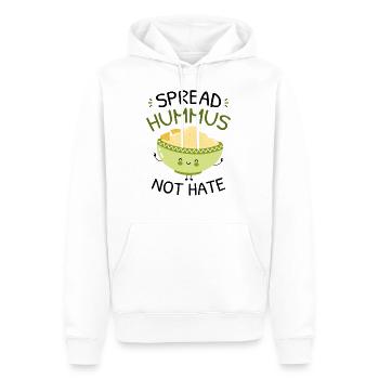 Spread Hummus Not Hate - Men’s Premium Organic Hoodie - white - Front - Nico (187cm)