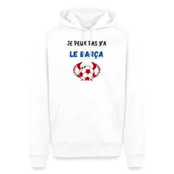 Je peux pas y'a le barça Barcelone Football - Sweat à capuche Premium bio Homme - blanc - Devant - Nico (187cm)