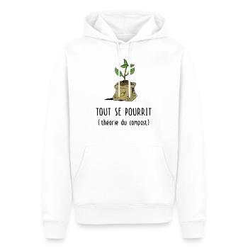 Jardinage : Tout se pourrit (théorie du compost) - Sweat à capuche Premium bio Homme - blanc - Devant - Nico (187cm)