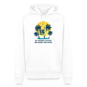palmiers coucher de soleil d’été mer couleurs préférées - Sweat à capuche Premium bio Homme - blanc - Devant - Nico (187cm)