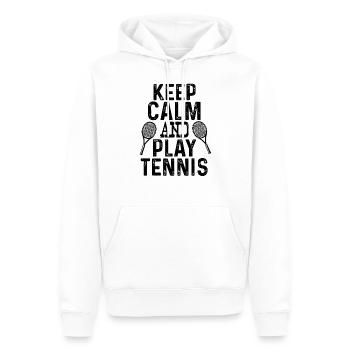 keep calm tennis - Sweat à capuche Premium bio Homme - blanc - Devant - Nico (187cm)