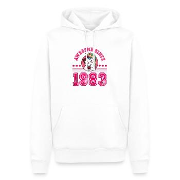 1983 Awesome Einhorn - Männer Premium Bio Hoodie - Weiß - Vorne - Nico (187cm)