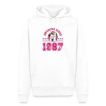 1987 Licorne awesome - Sweat à capuche Premium bio Homme - blanc - Devant - Nico (187cm)